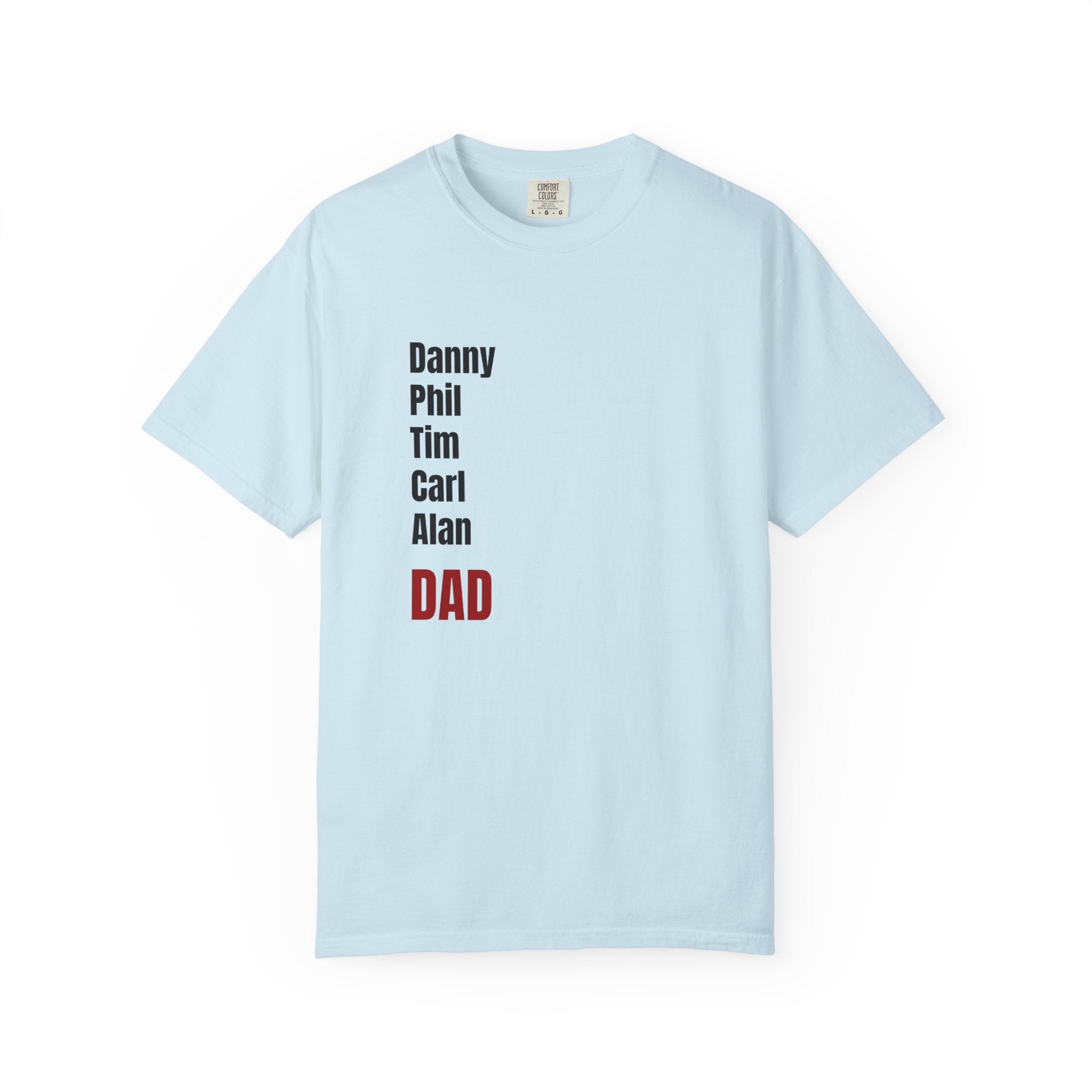 Dad Name List T-Shirt — Personalized Family Names Tee (To Go Vintage Back Design)