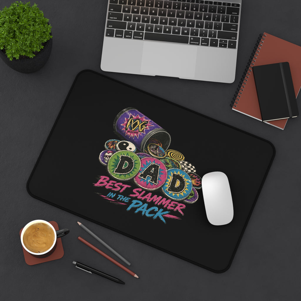 Desk Mat — "DAD: Best Slammer in the Pack" Retro Dice & Poker Chips Gaming Desk Mat