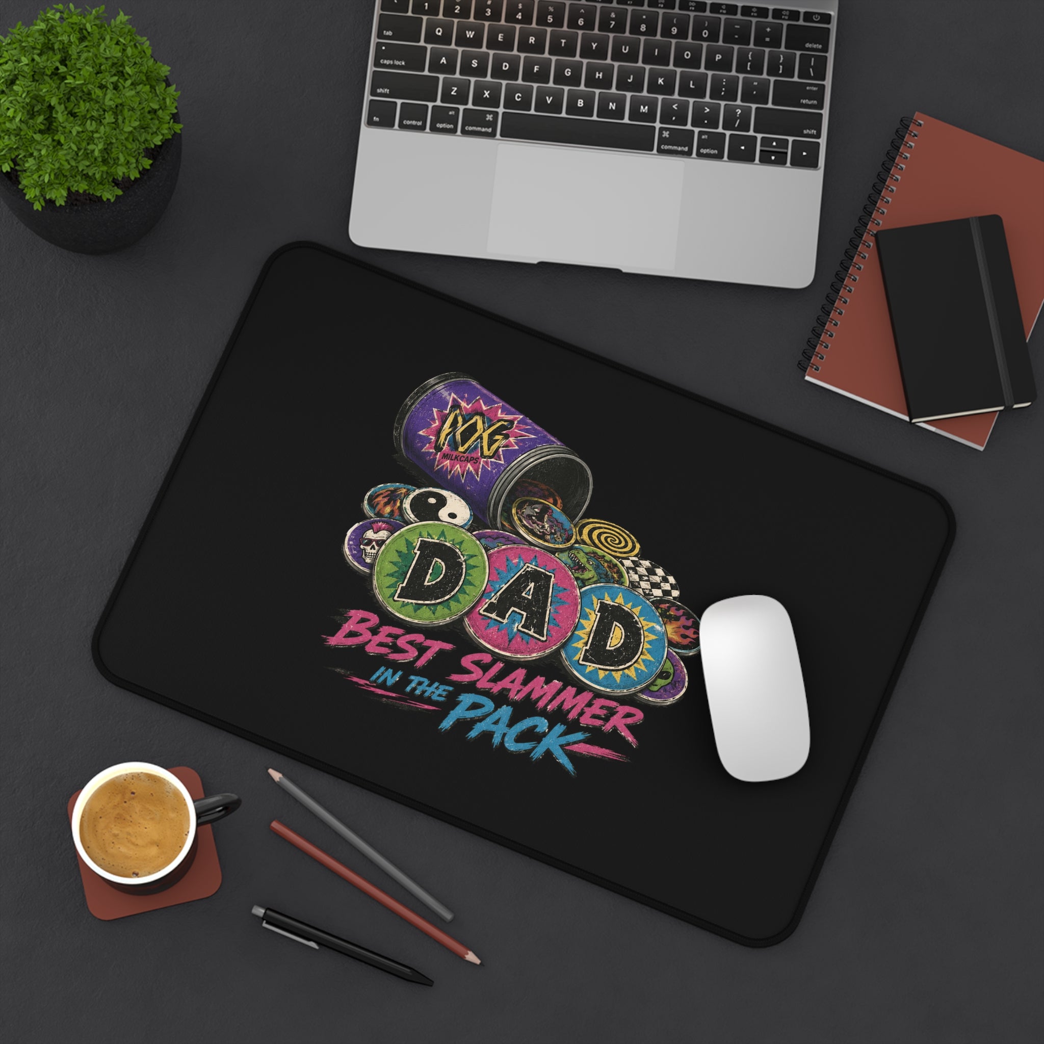 Desk Mat — "DAD: Best Slammer in the Pack" Retro Dice & Poker Chips Gaming Desk Mat