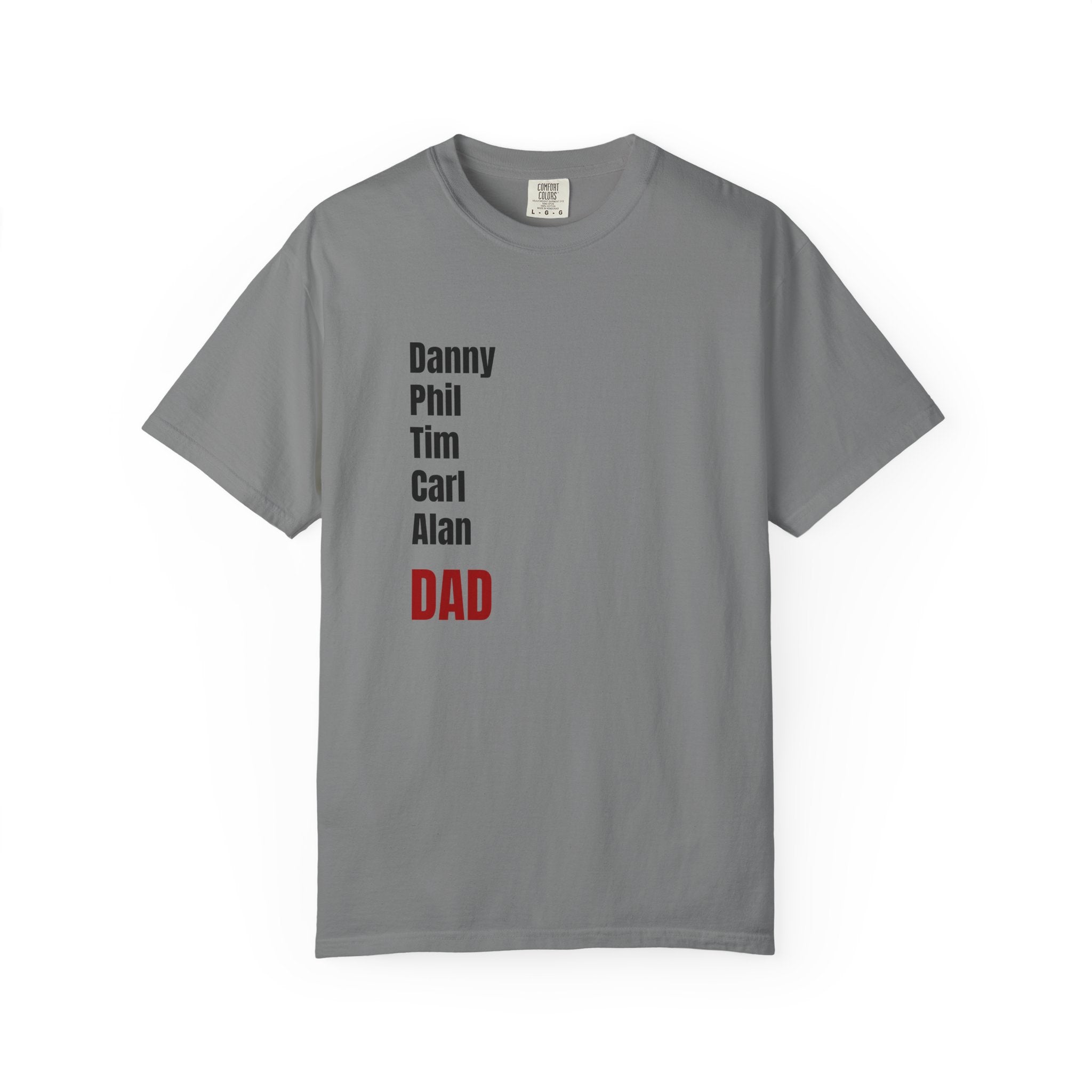 Dad Name List T-Shirt — Personalized Family Names Tee (To Go Vintage Back Design)