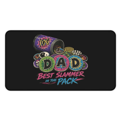 Desk Mat — "DAD: Best Slammer in the Pack" Retro Dice & Poker Chips Gaming Desk Mat