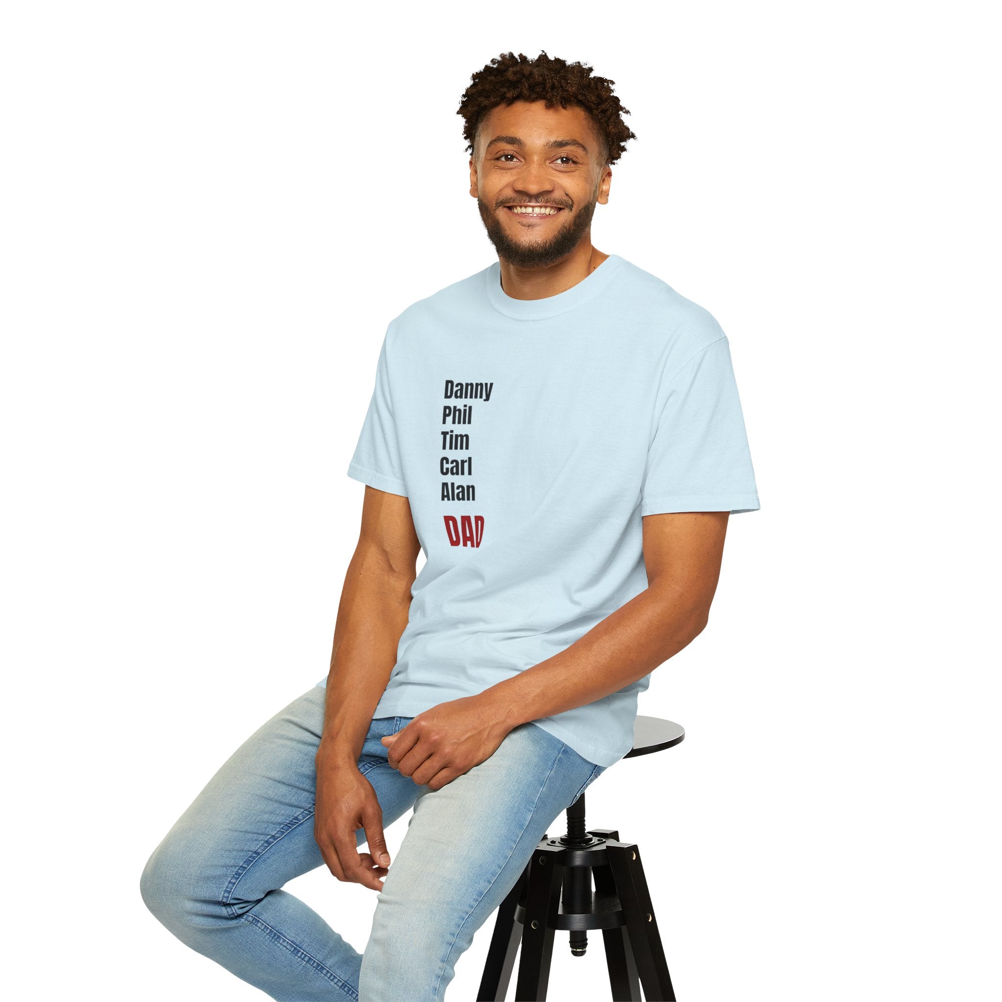 Dad Name List T-Shirt — Personalized Family Names Tee (To Go Vintage Back Design)