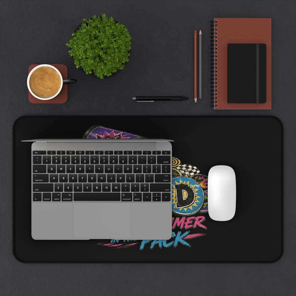Desk Mat — "DAD: Best Slammer in the Pack" Retro Dice & Poker Chips Gaming Desk Mat