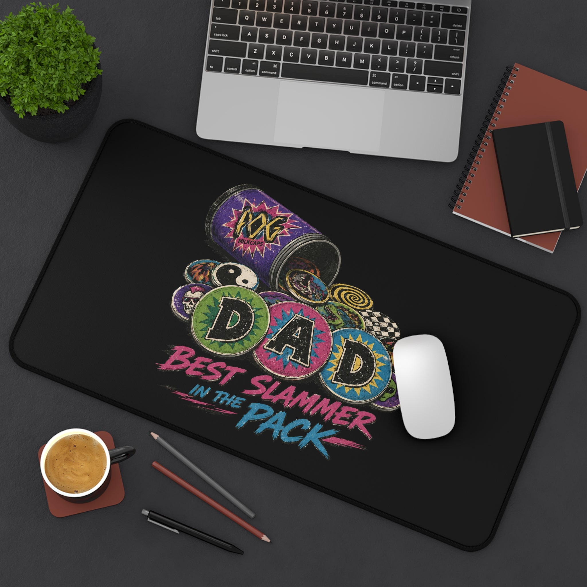 Desk Mat — "DAD: Best Slammer in the Pack" Retro Dice & Poker Chips Gaming Desk Mat