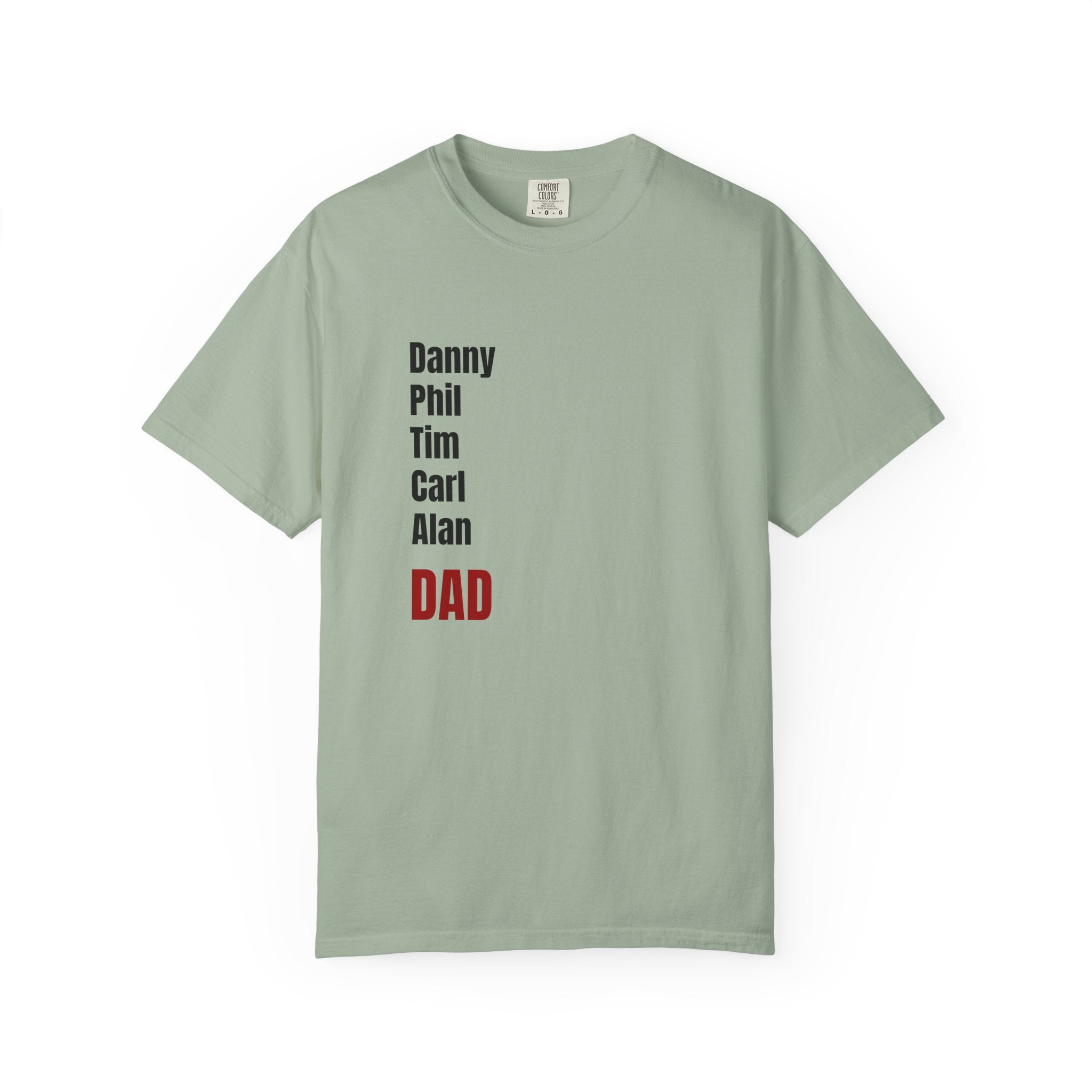 Dad Name List T-Shirt — Personalized Family Names Tee (To Go Vintage Back Design)