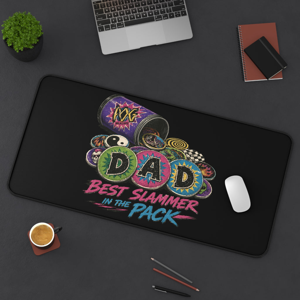 Desk Mat — "DAD: Best Slammer in the Pack" Retro Dice & Poker Chips Gaming Desk Mat