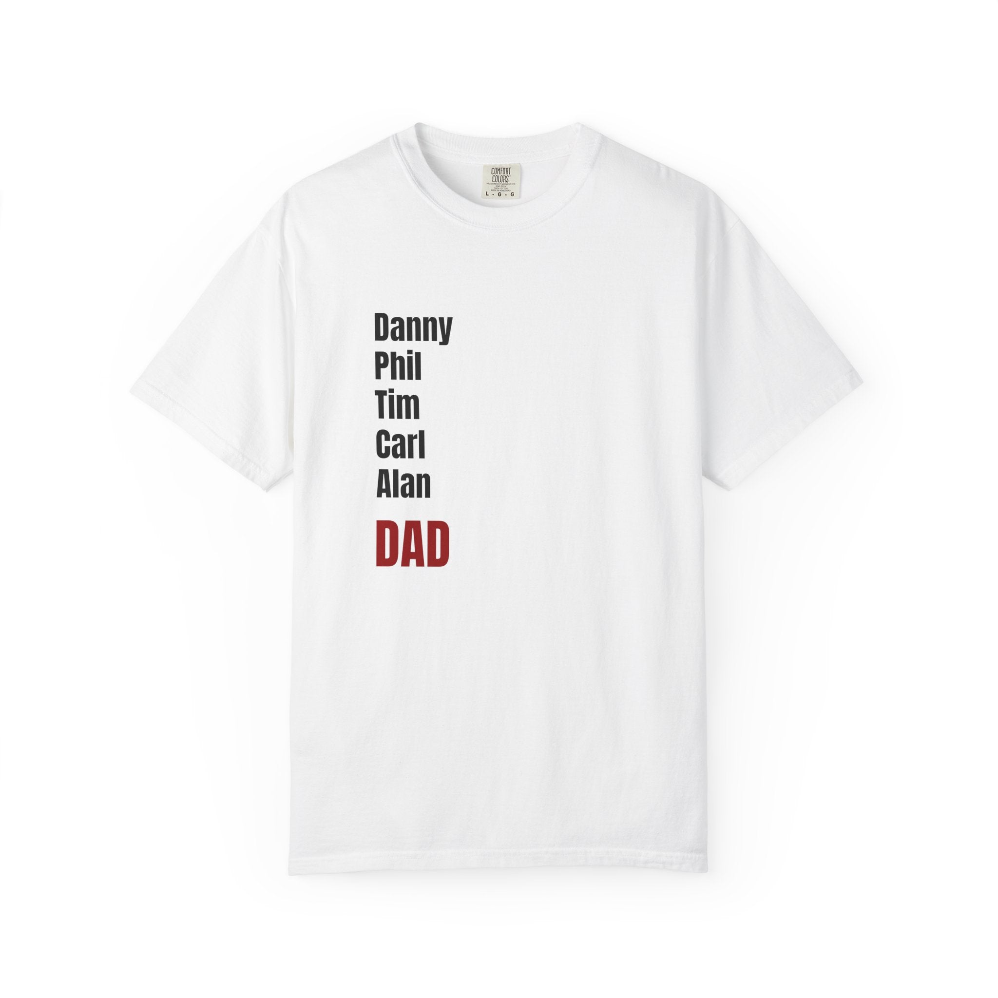 Dad Name List T-Shirt — Personalized Family Names Tee (To Go Vintage Back Design)